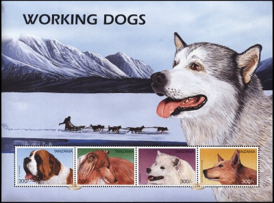 Танзания. 1996. Служебные собаки (Блок. MNH OG)