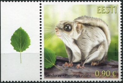 Эстония. 2022. Обыкновенная белка-летяга (Pteromys volans) (IV) (Почтовая марка. MNH OG)