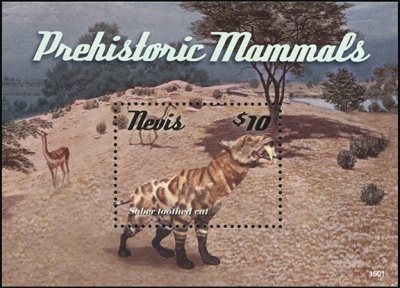 Невис. 2015. Саблезубый кот (Блок. MNH OG)