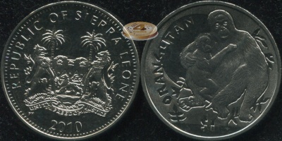 Сьерра-Леоне. Монета 1 доллар. 2010 (KM#367. Unc) Орангутан