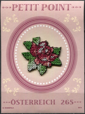 Австрия. 2010. Вышивка. Цветы (Почтовая марка. MNH OG. Неперфорированная)