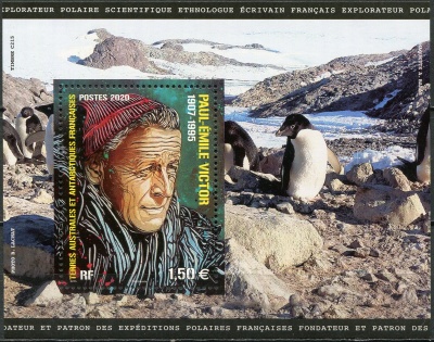 ФЮАТ. 2020. Поль-Эмиль Виктор (1907-1995), полярный исследователь и писатель (Почтовый блок. MNH OG)