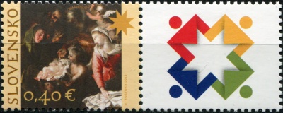 Словакия. 2012. Рождество. Картины. Рождение Христа (Сцепка. MNH OG)