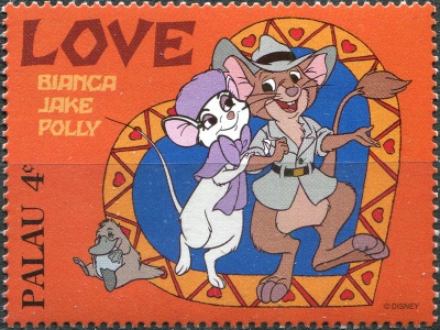 Палау. 1996. Бьянка, Джейк и Полли (Спасатели из Подземелья) (Почтовая марка. MNH OG)