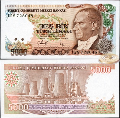 Турция. 5000 лир (Unc) 1990