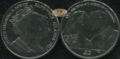 Южная Георгия и Южные Сандвичевы о-ва. 2 фунта стерлингов. 2012 (Unc)