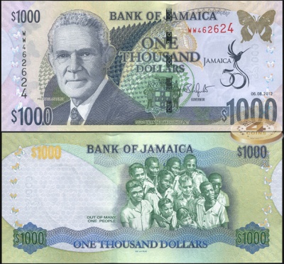 Ямайка. 1000 долларов (Unc) 2012