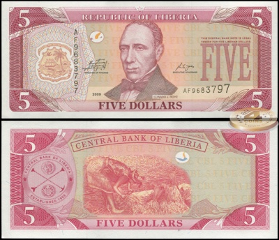 Либерия. 5 долларов (Unc) 2009