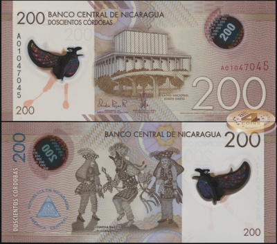 Никарагуа. 200 кордоб (Unc. Пластик) 2015