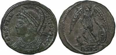 Римская империя. Константин I Великий. Фоллис. XF/aUnc бронза. 330-333 Сисция