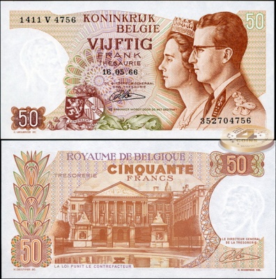 Бельгия. 50 франков (Unc) 1966