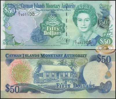 Каймановы о-ва. 50 долларов (Unc) 2001