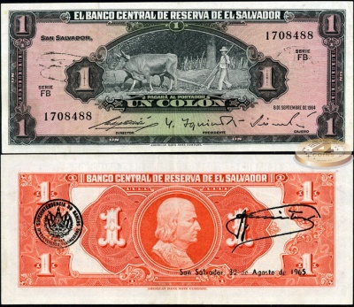 Сальвадор. 1 колон (aUnc++) 1965
