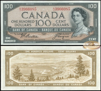 Канада. 100 долларов (Unc) 1954