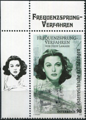 Австрия. 2020. Скачкообразная смена частоты, автор Хеди Ламарр (1914-2000) (Почтовая марка. MNH OG)