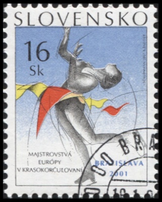 Словакия. 2001. Чемпионат Европы по Фигурному катанию в Братиславе (Почтовая марка. CTO Гашеная)