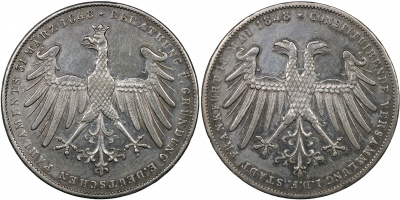 Германия [Франкфурт]. Монета 2 гульдена. 1848 (AKS.37. XF. Серебро) Основание Германского парламента