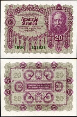 Австро-Венгрия. 20 крон (Unc) 1922