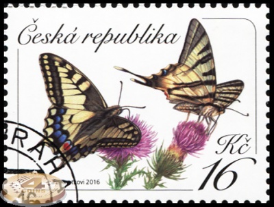 Чехия. 2016. Бабочка Махаон Обыкновенный (Почтовая марка. CTO Гашеная)