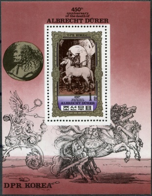 КНДР. 1980. 450-я годовщина смерти Альбрехта Дюрера, 1471-1528 (Почтовый блок. MNH OG)