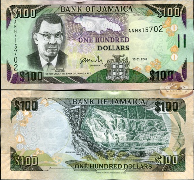 Ямайка. 100 долларов (Unc) 2009