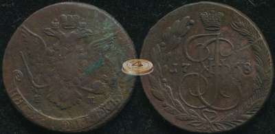 Россия. 5 копеек. 1768 (F+/VF) Е.М.