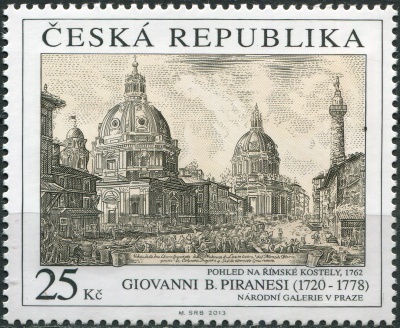 Чехия. 2013. Вид на Римские Храмы, 1762, Джованни Баттиста Пиранези (Почтовая марка. MNH OG)