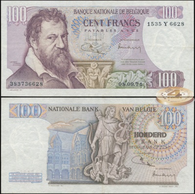 Бельгия. 100 франков (Unc) 1971