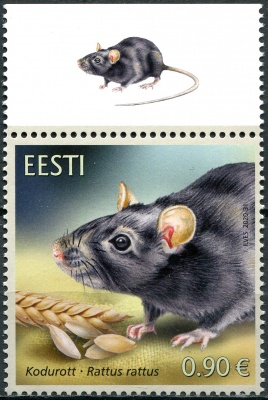 Эстония. 2020. Черная крыса (Rattus rattus) (Почтовая марка. MNH OG)