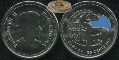 Канада. 25 центов. 2011 (Unc. Эмаль)