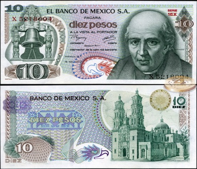Мексика. 10 песо (Unc) 1977
