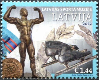 Латвия. 2022. Латвийский спортивный музей (Почтовая марка. MNH OG)