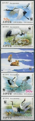 КНДР. 2014. Японский журавль (Grus japonensis) (III) (Сцепка. MNH OG)