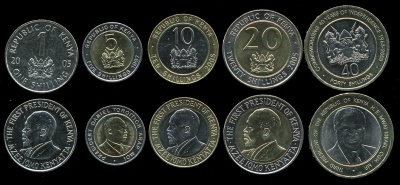 Кения. Набор №1 (5 монет. 4 биметалла) 1997-2005