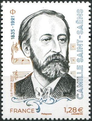 Франция. 2021. 100-летие со дня смерти Камиля Сен-Санса, 1835-1921 (Почтовая марка. MNH OG)