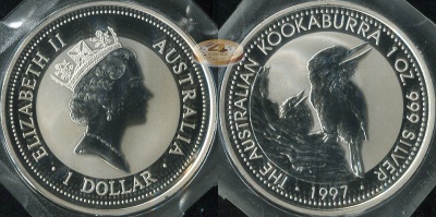 Австралия. 1 доллар. 1997 (Frosted Unc. Серебро)
