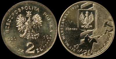 Польша. 2 злотых. 2010 (Unc) 90-я годовщина Варшавского сражения
