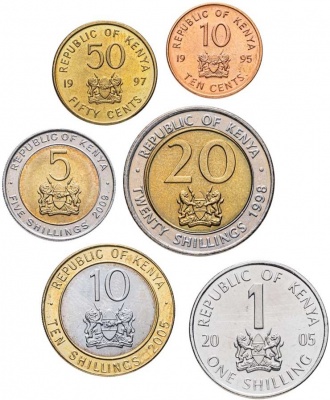 Кения. Набор №6 (6 монет. 3 биметалла) 1995-2009
