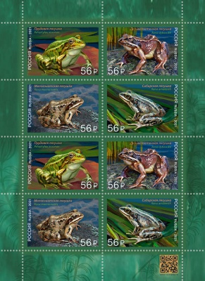 Россия. 2021. Фауна России. Лягушки (Малый лист. MNH OG)