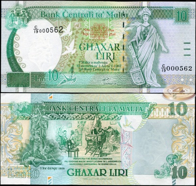 Мальта. 10 лир (Unc) 1994