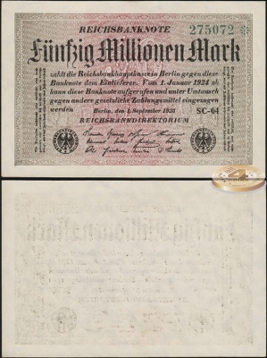 Германия /Веймарская респ./. 50000000 марок (Unc) 1923