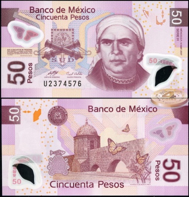 Мексика. 50 песо (Unc. Пластик) 2007