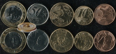 Бразилия. Набор №7 (5 монет. 1 биметалл)  2007-09