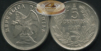 Чили. 5 центаво. 1937 (XF)