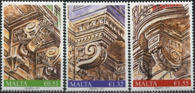 Мальта. 2017. Архитектура. Балконные карнизы (Серия Почтовых марок. MNH OG)