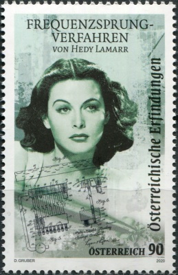 Австрия. 2020. Скачкообразная смена частоты, автор Хеди Ламарр (1914-2000) (Почтовая марка. MNH OG)