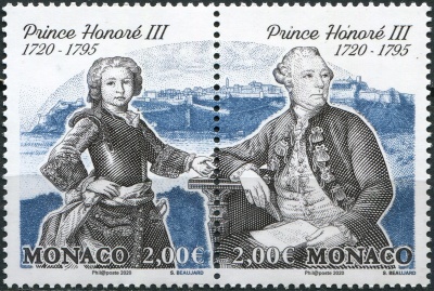 Монако. 2020. 300-летие со дня рождения принца Оноре III, 1720-1795 (Сцепка. MNH OG)