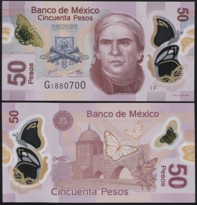 Мексика. 50 песо (Unc. Пластик) 2013