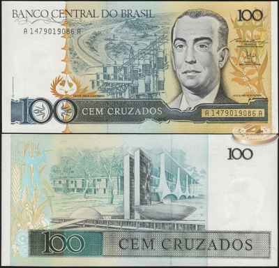 Бразилия. 100 крузадо (Unc) 1987