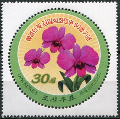 КНДР. 2015. Бессмертная орхидея Кимилсунгия (Почтовая марка. MNH OG)